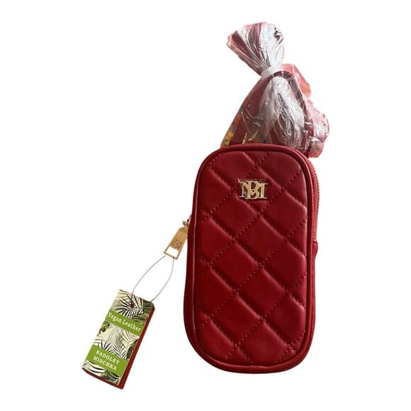 Badgley Mischka Red Phone Crossbody Bag Vegan Leather with Gold Hardware NWT - Picture 1 of 5